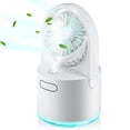 thumbnail image 1 of Ventilador humidificador Enfriador de aire de escritorio recargable Ventilador de enfriamiento ajustable personal con luz nocturna Advancent HA006358-00B, 1 of 6