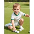 thumbnail image 3 of BemeyourBBs Toddler Baby Boy Girl Golf Outfits Cute Infant Baby Boys Girls Summer Clothes Waffled Short Sleeve Letter Embroidery T-Shirt Pockets Shorts Set Toddler Baby Summer Outfit, 3 of 9