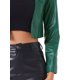 thumbnail image 5 of Chaqueta de cuero PU Faux INSPIRE CHIC para mujer, abrigo corto de manga larga, abierto, talla XL, verde, 5 of 5