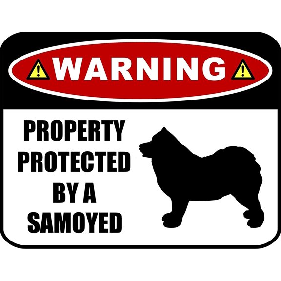 PCSCP Warning Property Protected by a Samoyed (SILHOUETTE) 11.5 inch x 9 inch Laminated Dog Sign