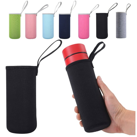 Basdi Cup Sleeve Holder - Non-Slip Insulated Water Bottle Cover with Portable Strap | Shock-Absorbent, Thermal Protection, Universal Fit for Hiking, Gym and Daily Commute, Insulated Cover, Black
