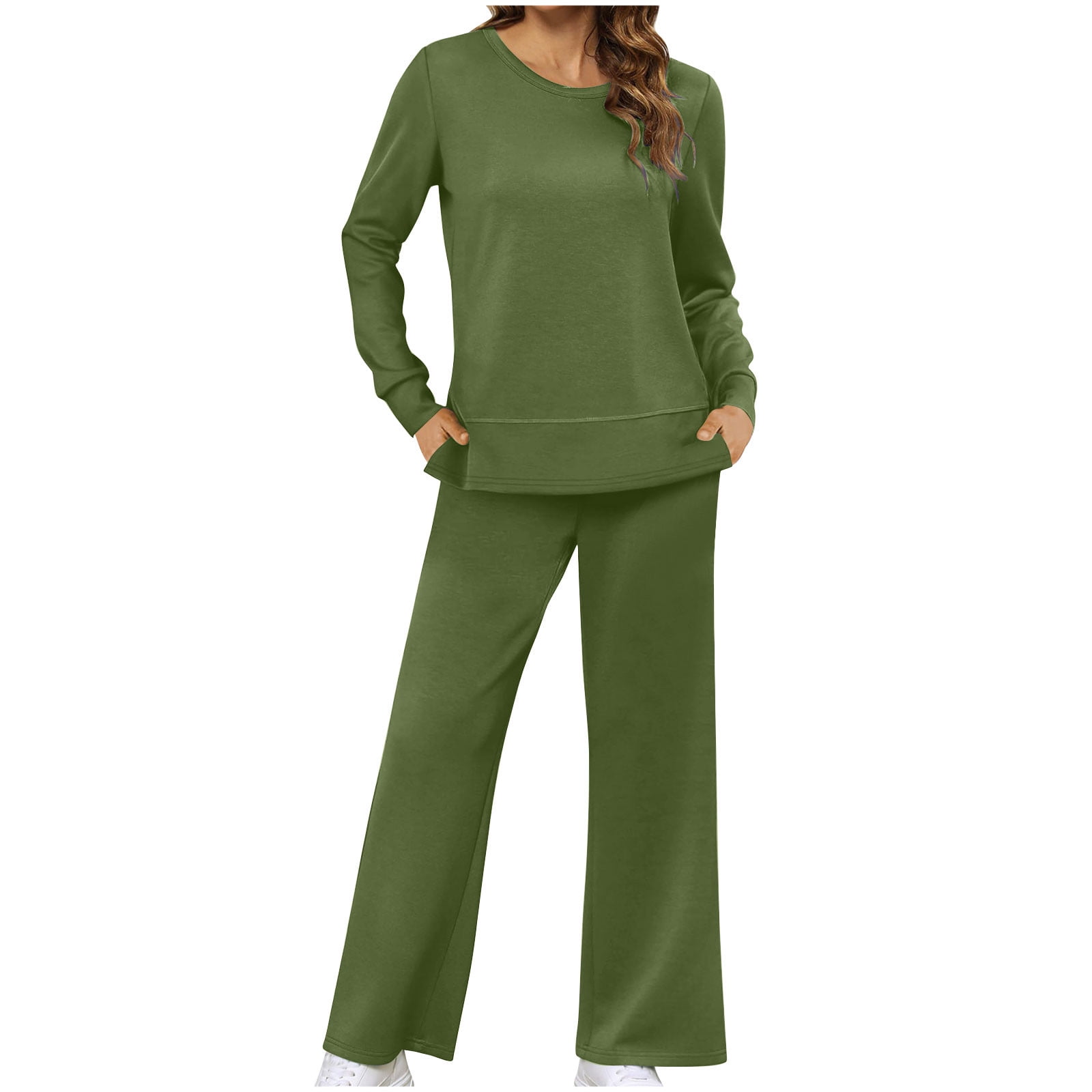 UEU Ensemble Survêtement Femme 2 Pièces - Pantalon Large Et Haut Manches Longues