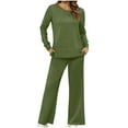 thumbnail image 1 of Pisexur Ensemble 2 Pcs pour Femmes, Mode Décontractée, Ensemble de Détente, Couleur Unie, Survêtement Surdimensionné, Col Rond, Chandails à Manches Longues, Hauts à Enfiler, Pantalons Longs Amples, Survêtements, 1 of 7