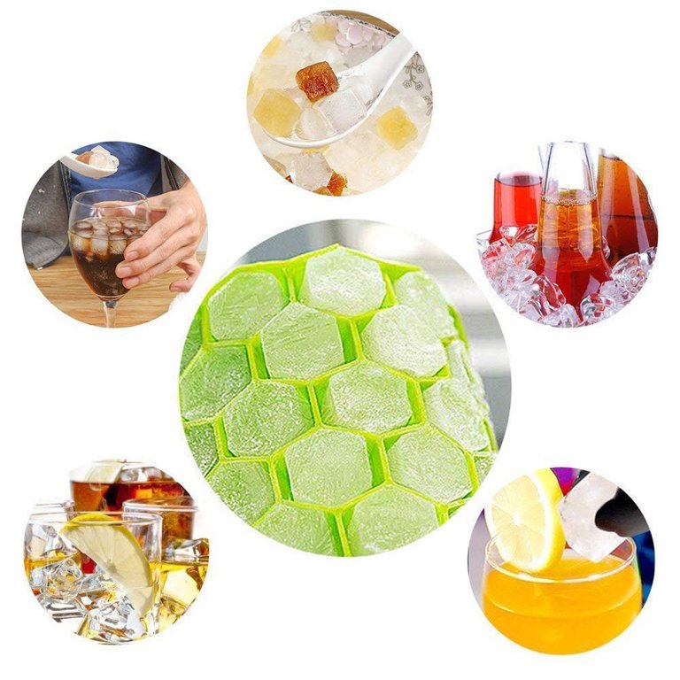 SKYCARPER Silicone Ice Cube Tray Set Honeycomb Ice Tray Molds with Cover, Size: 1PC(Honeycomb), Green