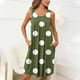 thumbnail image 4 of Camisón sin mangas con bolsillos y estampado para mujer, camisón plisado con cuello redondo, vestido de poliéster para mujer, 4 of 7
