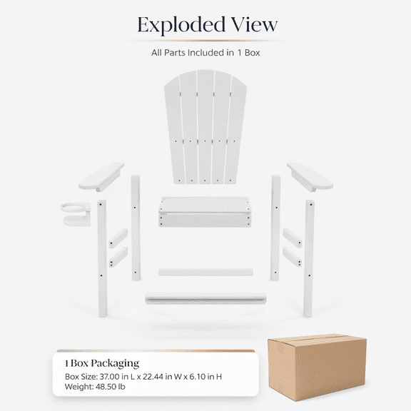 Zinkitool HDPE Bar-Height Adirondack Chair, with Cup Holder, with All-Weather Design, 23.82 X 24.41 X 51.6 in