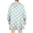 thumbnail image 2 of Light Blue and Cream Checkered Pattern Wearable Oversized Blanket,Wearable Blanket Hoodie for Adults,Cozy Hooded Blankets with Super Pockets,Super Warm Fuzzy Pullover for Women & Men, 2 of 6