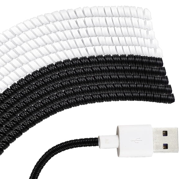 Topboutique 10 Pcs Spiral Cable Protector,Charger Cable Protective Cover,Headphone Cable Saver,Data Cable Protective for USB Data,Earphone Cable Prevent Pets from Biting The Cable,Black White