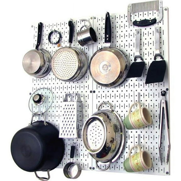 Kitchen Pegboard Pack Storage & Organization Kit, White - 32 x 32 x 6 in.