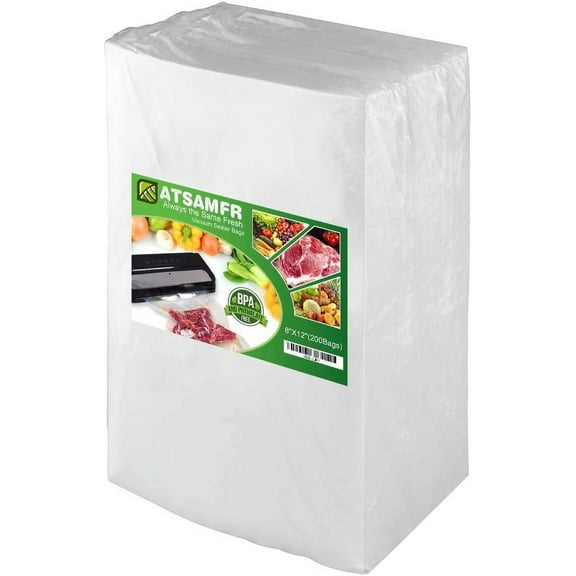 ATSAMFR 8X12inch 200 Food Saver Quart Size Vacuum Sealer Bags ,Seal a Meal Food Vacuum Seal Bags