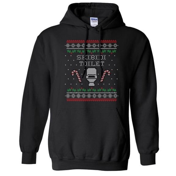 Skibidi Toilet Christmas Hoodie Sweatshirt Unisex Large Black