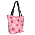 thumbnail image 2 of Gaeub Strawberry and Ladybugs Printed Tote Bag Grocery Bag Reusable Shoulder Bag with Zip for School Kitchen Park DIY, 2 of 9