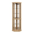thumbnail image 4 of DEALTOPS Vintage Corner Display Cabinet, Lighted Glass Curio Cabinet with Adjustable Shelves, Light Oak, 4 of 8
