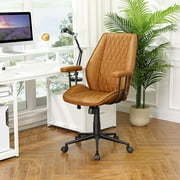 AMUZER Home Office Chair, Swivel Executive Chair with Armrests, Leather Ergonomic Desk Chair, Brown