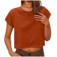 thumbnail image 1 of Liquidation! Hauts Grande Taille pour Femmes, Blouse à Manches Courtes d'Été pour Femmes, Mode Décontractée Unie à Manches Courtes Col Rond Blouses Amples Tee, 1 of 5