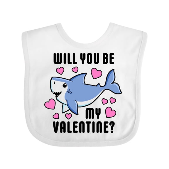 Inktastic Will You Be My Valentine with Cute Shark and Hearts Boys or Girls Baby Bib