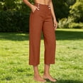 thumbnail image 6 of Ruimatai Women's High Waisted Relaxed Fit Button Detail Cropped Capri Pants with Side Pockets for Casual Summer Daily Vacation Wear, 6 of 7