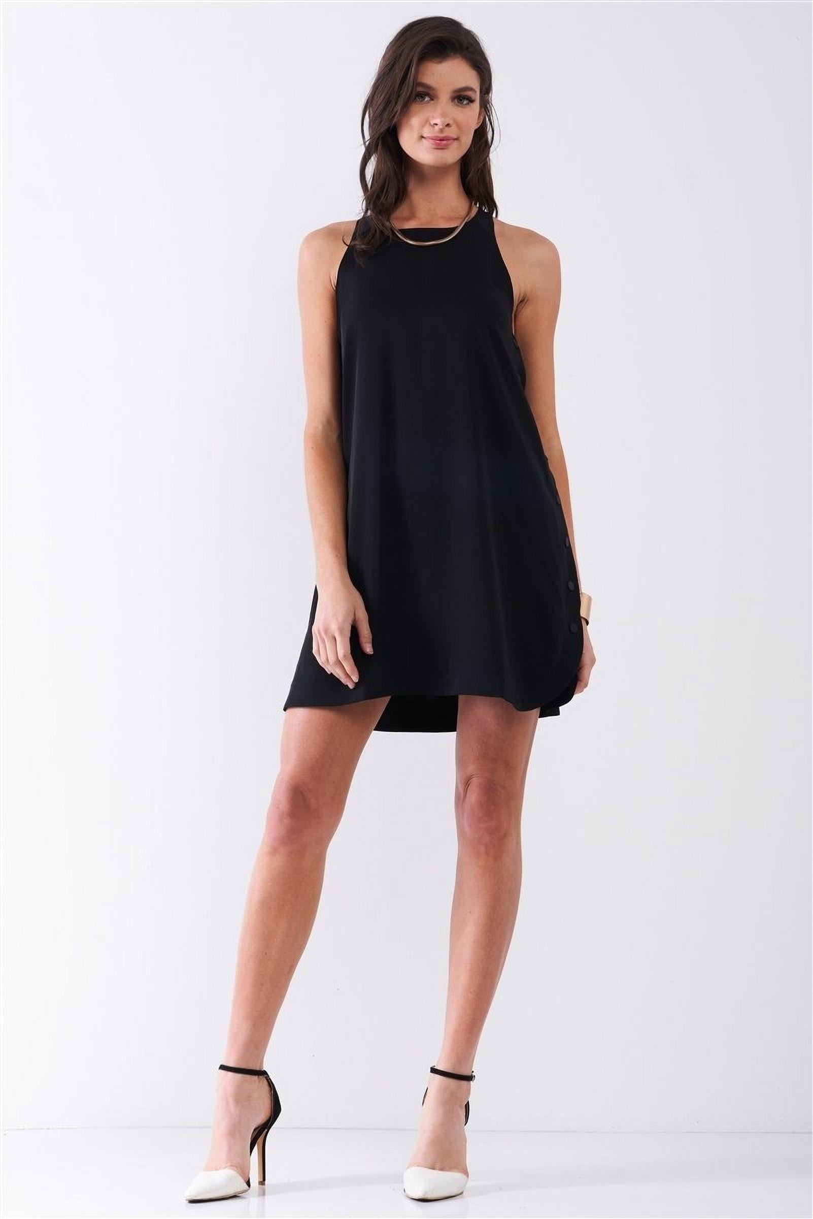 Black Sleeveless Crew Neck Side Snap 