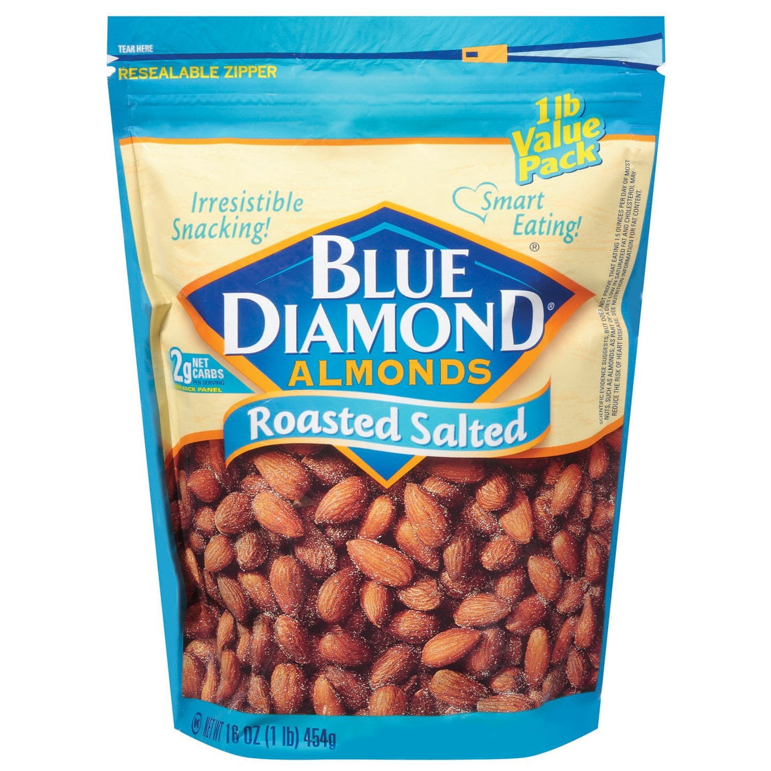 Blue Diamond Almond Rstd Salted, 16 Oz, Pack of 6