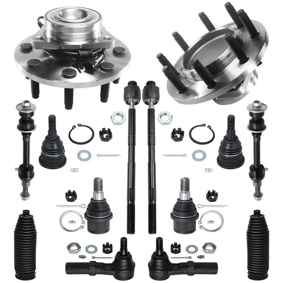 Detroit Axle - Front Wheel Hub Bearings Ball Joints Sway Bars Tie Rods Replacement for 2006-2008 Dodge Ram 1500 2500 3500 RWD - 14pc Set