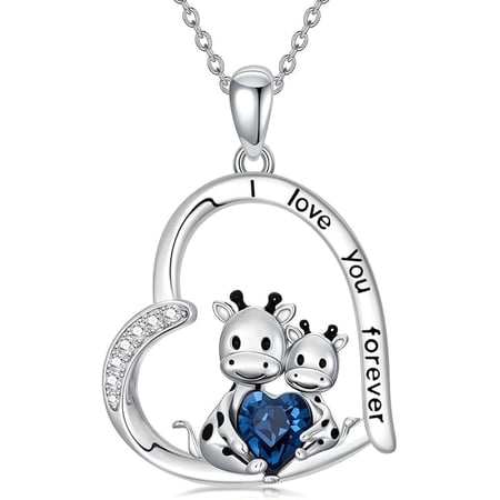 JKR Sloth/Giraffe/Panda/Koala/Highland Cow Necklace for Women Sterling Silver Crystal Mother Daughter Necklace Jewelry Gifts