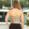 thumbnail image 2 of Women's Strapless Glitter Sequin Sparkle Bandeau- One Size Fits Most, Champagne Gold, 2 of 5