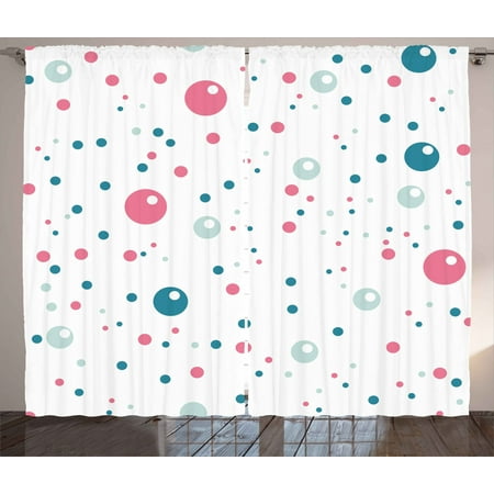 Abstract Curtains 2 Panels Set Bubble Like Big And Little Polka
