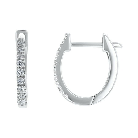 14k White Gold 1/5 Carat Diamond Hoop Earrings (H-I, SI2-I1)