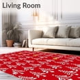 thumbnail image 2 of ODIKA 3'x5' Machine Washable Non-Slip Area Rug, Whimsical Holiday Forest Scene with Ornament Motifs High Traffic Rug with Pad, Red, 650900, 2 of 8
