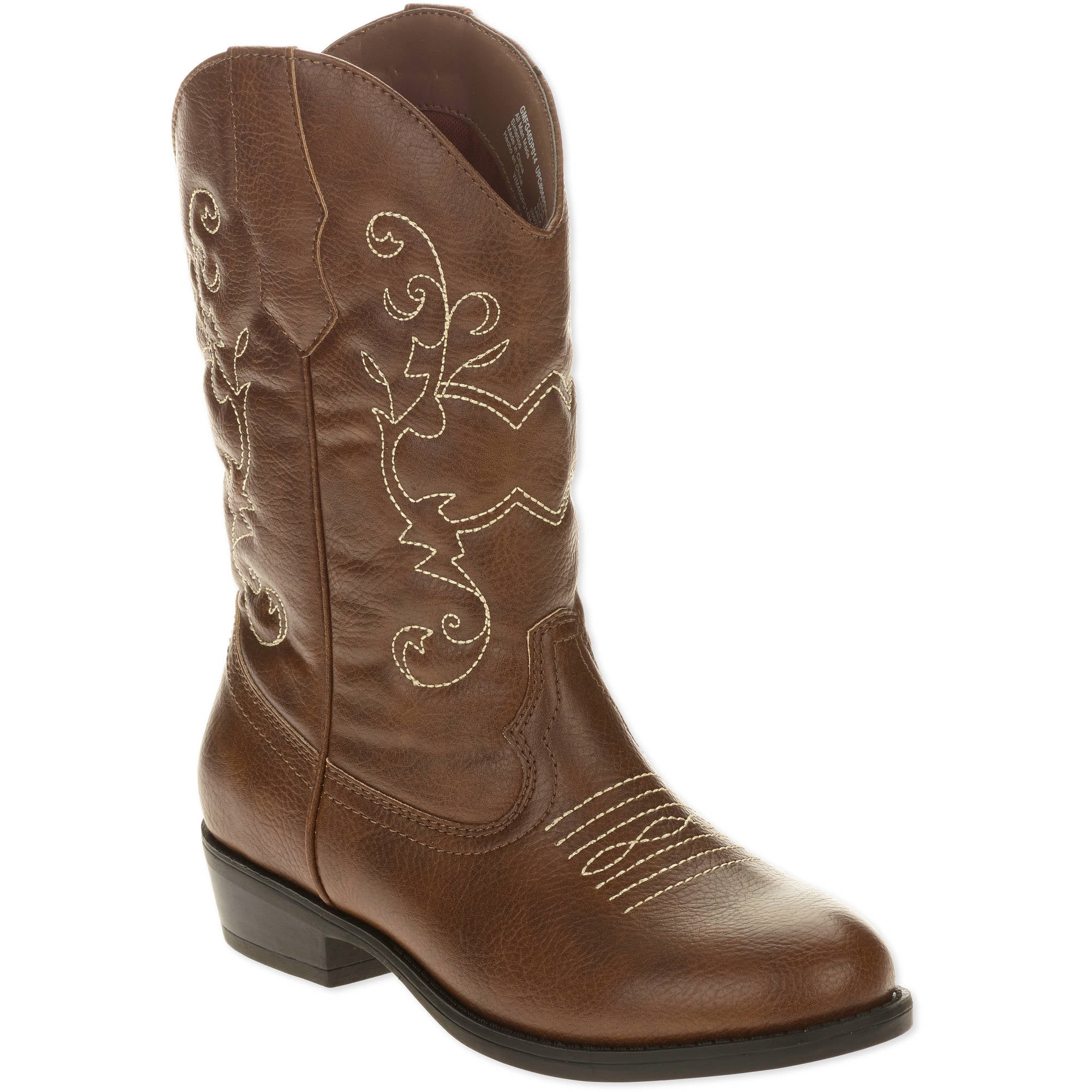 Beige and Brown Real Leather Cowboy Boot Stocking