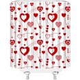 thumbnail image 2 of Valentines Day Shower Curtain Cute Hearts Garland Stripes Modern Romantic Couple Sweet Holiday Fabric Bathroom Decor Sets with Hooks, 2 of 3