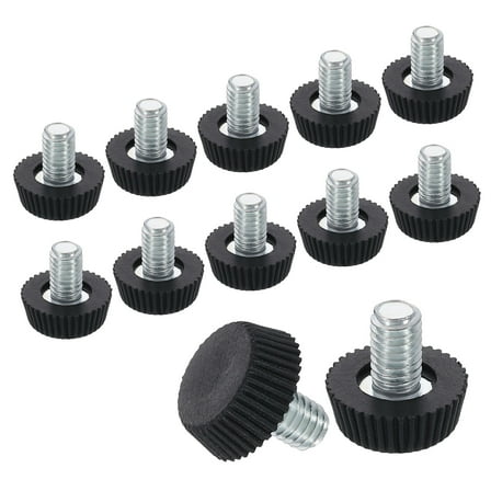 12Pack M6 Thread Furniture Feet Levelers, 16x9 Adjustable Leveling Table Feet, Screw on Furniture Glide Leveling for Chair Stool Legs, Black