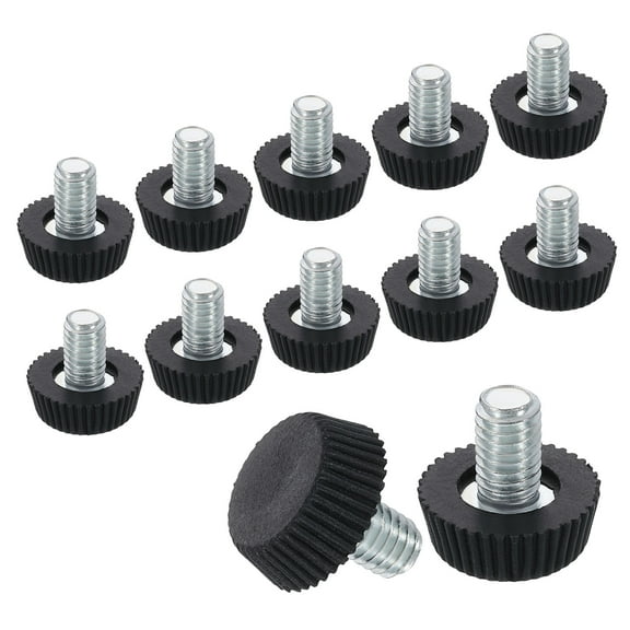 12Pack M6 Thread Furniture Feet Levelers, 16x9 Adjustable Leveling Table Feet, Screw on Furniture Glide Leveling for Chair Stool Legs, Black