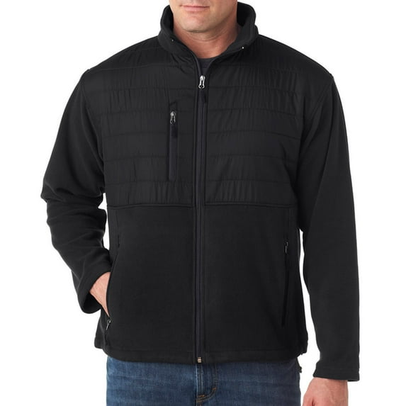 UltraClub 8492 Adult Zipper Fleece Jacket -Black-X-Large