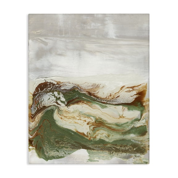 Stupell Industries Contemporary Abstract Paint Fluid Green Brown Canvas Art, 16 x 20, by Lila Bramma
