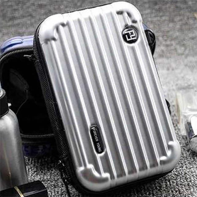 Bolso cosmético de carcasa dura de PC a la moda, caja de almacenamiento de viaje, se puede configurar, caja de lavado, bolso de mensajero para mujer, gris plateado Zefei Wu 9024735082378