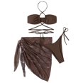 thumbnail image 2 of IDALL Ensembles de Bikini Maillot de Bain Trois Pièces avec Jupe à Cordon et Robe de Bain Micro Bikini Café S, 2 of 5