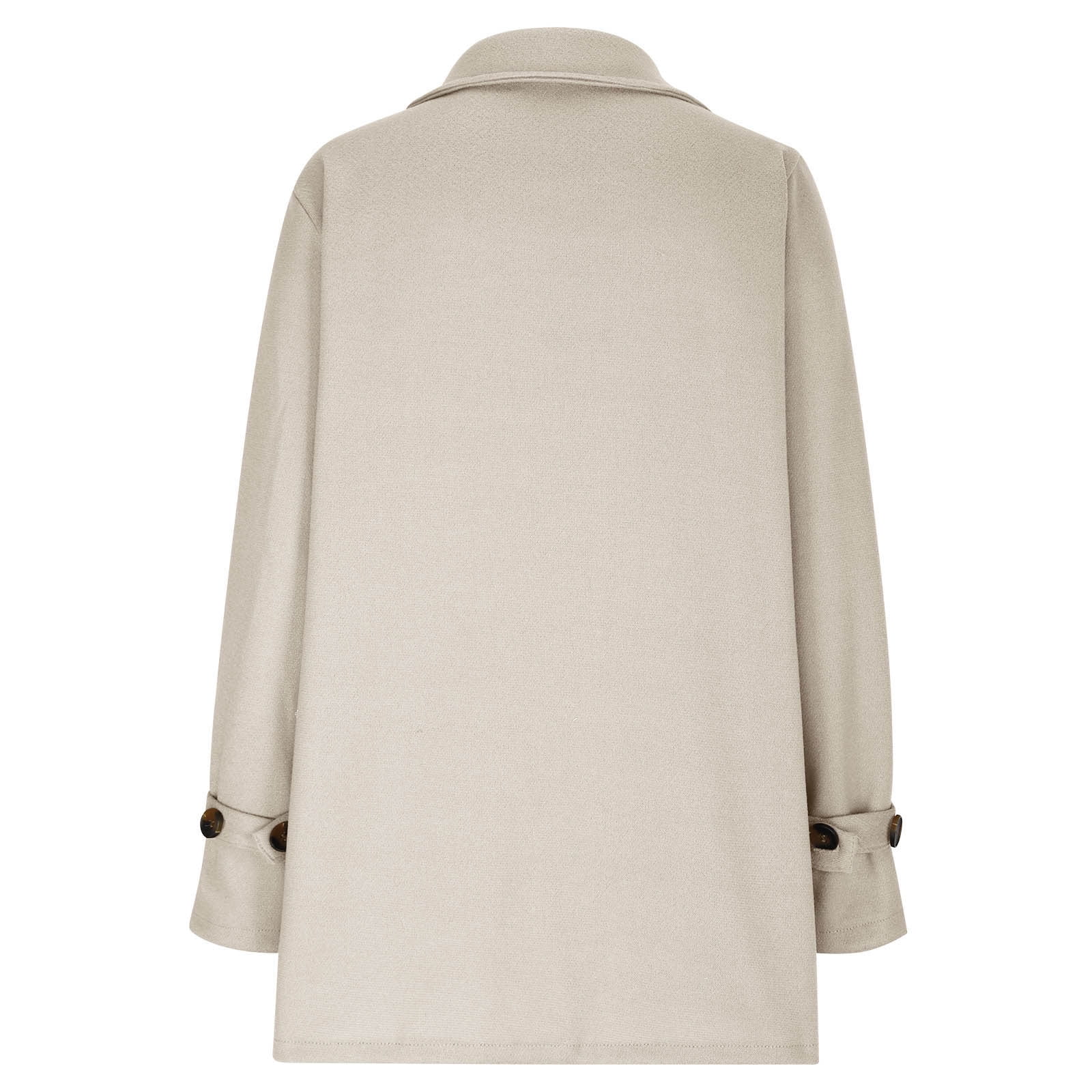 JGGSPWM Women's Wool Blend Coat Fall Lapel Single Breasted Mid Length Trench Jacket Open Front Solid Long Sleeve Peacoat Blazer Overcoat Beige XL