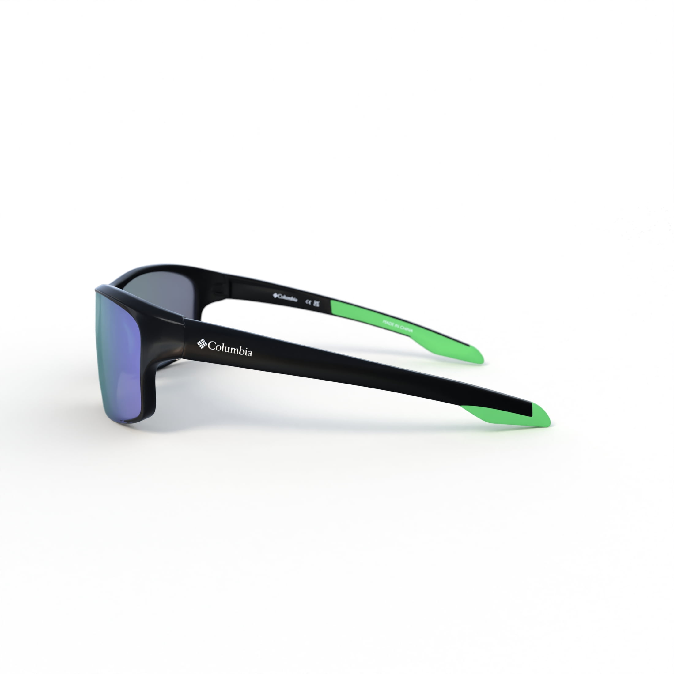 Columbia Burr C559SPG 007 Wrap Sunglasses Shiny Black Frame & Green Mirror Polarized Lens