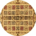 thumbnail image 1 of Ahgly Company Indoor Round Abstract Brown Modern Area Rugs, 7' Round, 1 of 4
