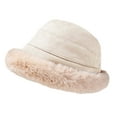 thumbnail image 1 of Gorro de lana cálido para mujer, gorro de pescador liso para invierno, gorro de pescador grueso para mujer, gorro de piel sintética suave, plegable, de color liso y cálido para invierno, 1 of 5