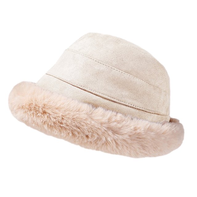 Gorro de lana cálido para mujer, gorro de pescador liso para invierno, gorro de pescador grueso para mujer, gorro de piel sintética suave, plegable, de color liso y cálido para invierno