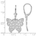 thumbnail image 2 of FJC Finejewelers 925 Sterling Silver Dangle Polished Filigree Butterfly Leverback Earrings 33 mm x 20 mm, 2 of 6