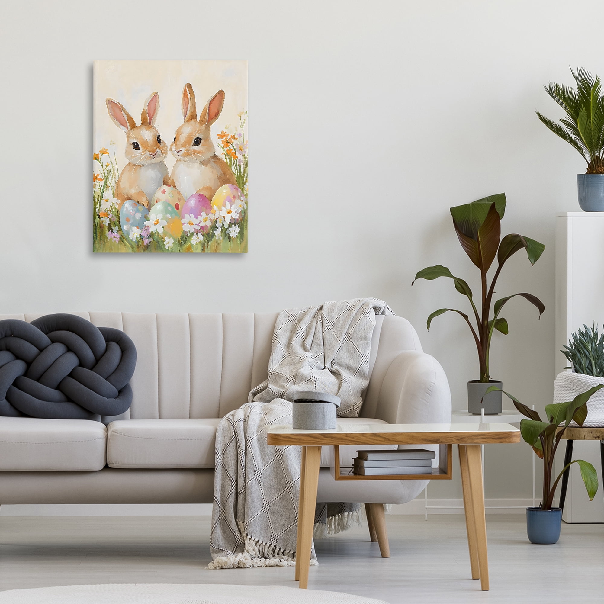 Stupell Industries Bunnies with Painted Easter Eggs Canvas Wall Art, design by The Prints Vibe