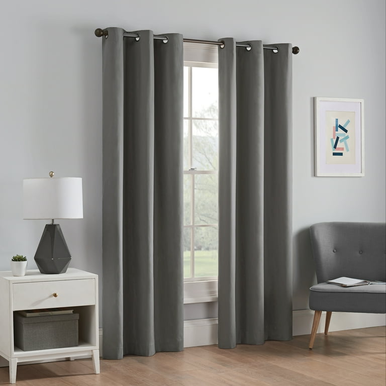 Eclipse Smoke Microfiber Grommet Blackout Window Curtain Panel
