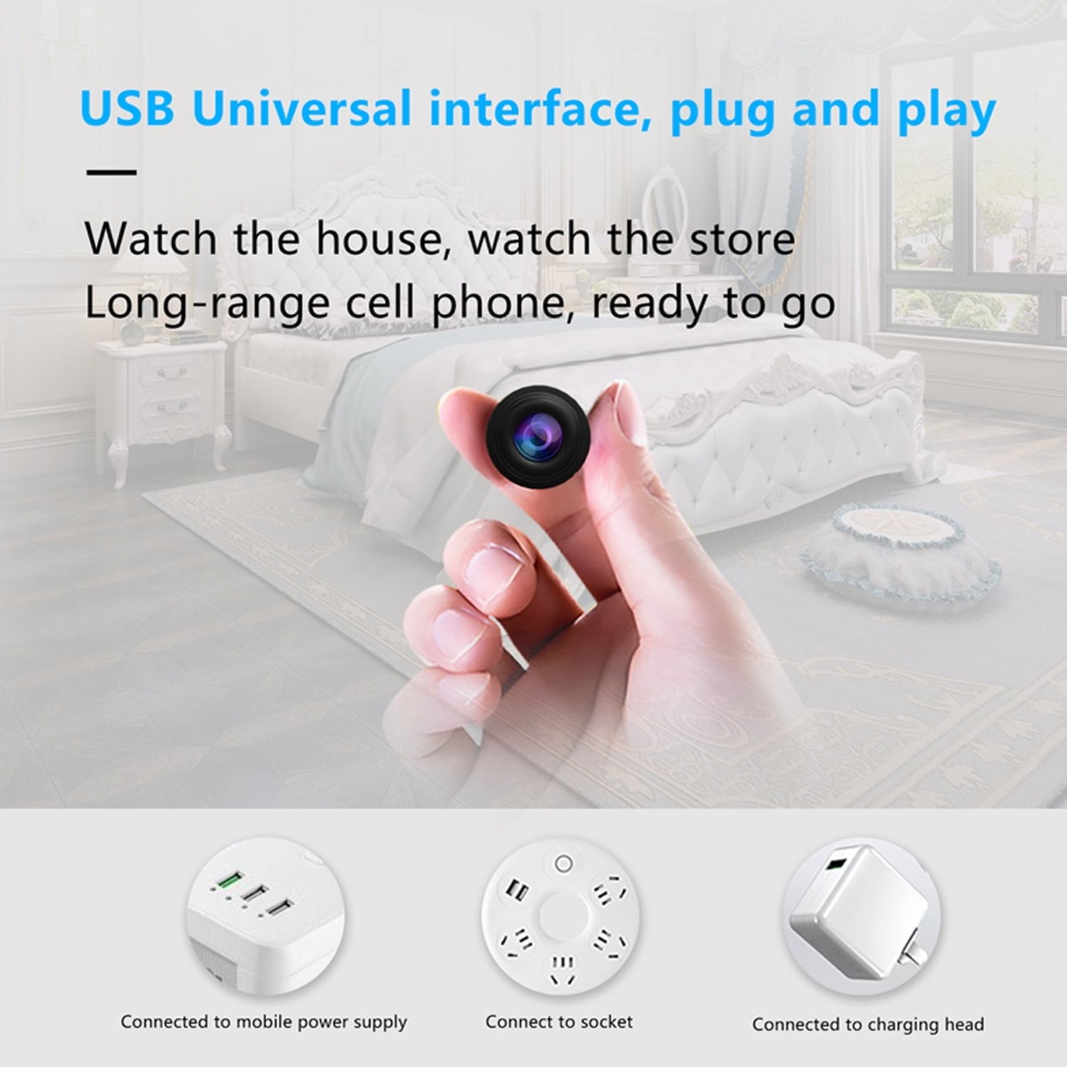 TETSELF 1080P HD Mini Camera with 32GB SD Card, supports motion detection and night vision, wireless security camera suitable for baby, pet, and elderly care