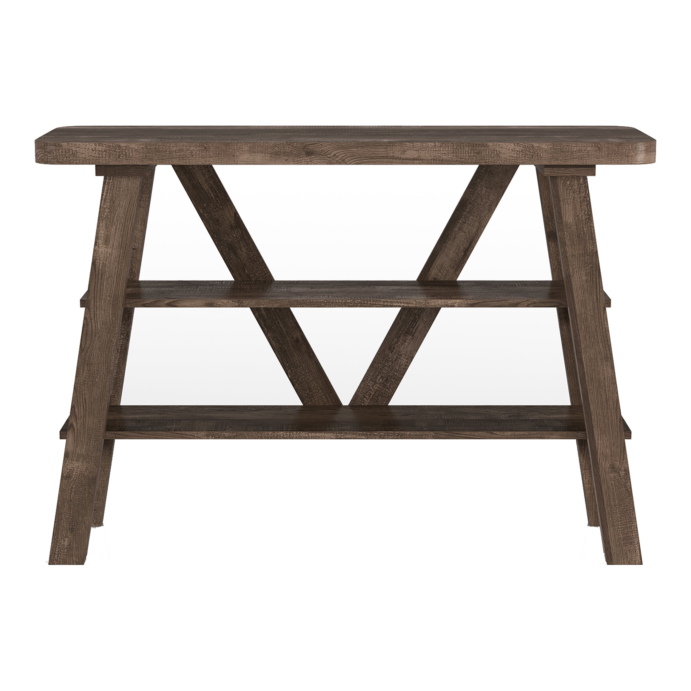 Furniture of America Birch 2-Shelf Console Table, Reclaimed Oak