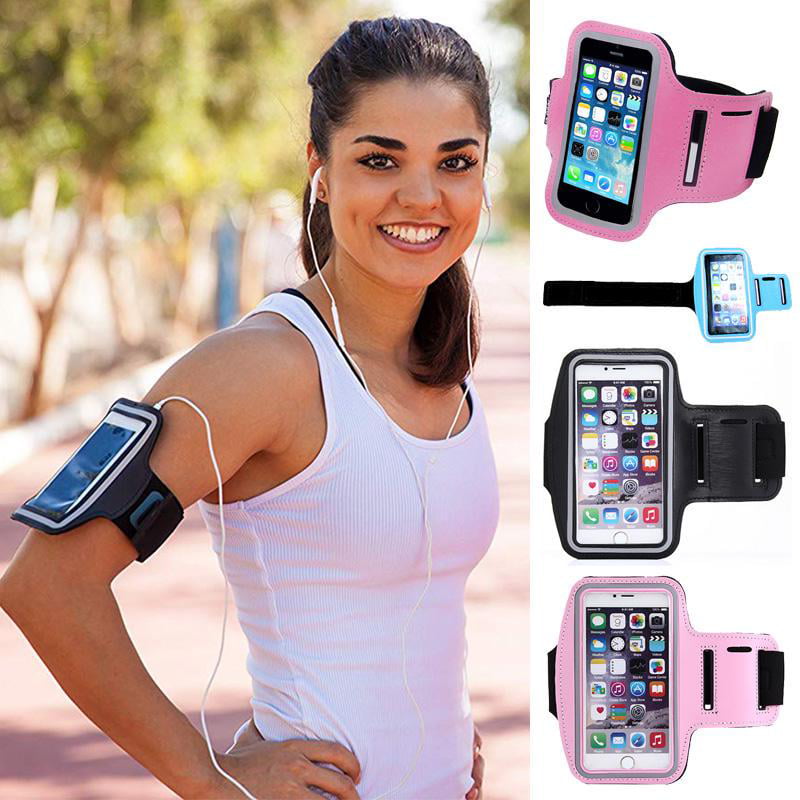 Cell Phone Armband for Running Exercise Workouts Adjustable with Lanyard Red 