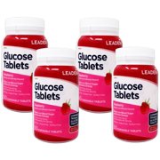 4 Pack - LEADER Glucose Tablets, Energy and Blood Sugar Support, Raspberry Flavor, 50 Chewable Tablets