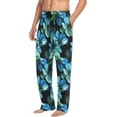 thumbnail image 5 of FREEAMG Blue Flowers Pajama Pants for Men, Men's Separate Bottoms, Comfortable Sleep Lounge Pj Pants, 5 of 7